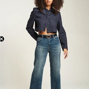 Blue Flare Wide Leg Jeans with Vintage Wash